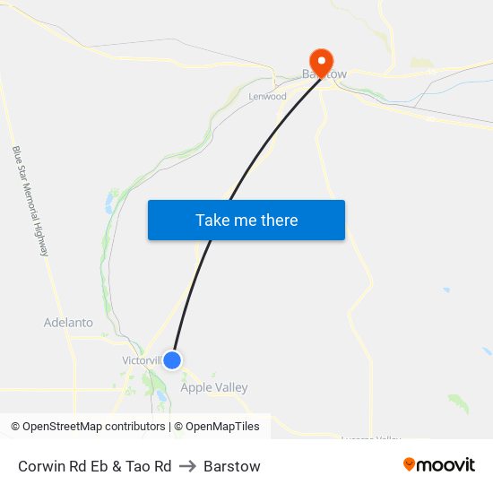 Corwin Rd Eb & Tao Rd to Barstow map