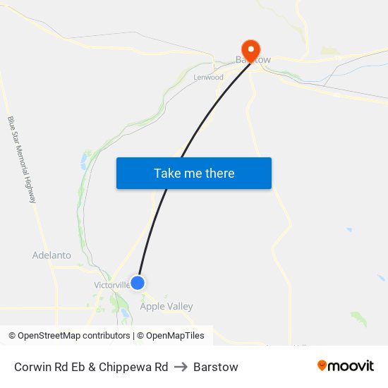 Corwin Rd Eb & Chippewa Rd to Barstow map