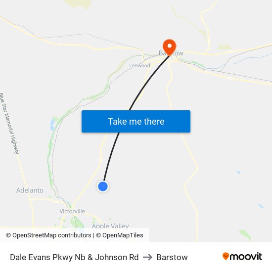 Dale Evans Pkwy Nb & Johnson Rd to Barstow map