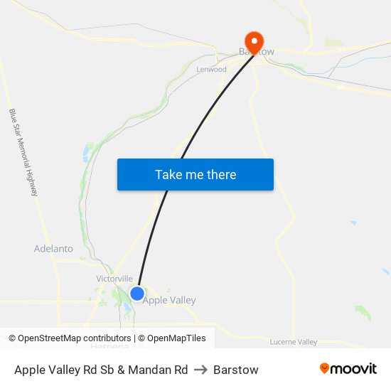 Apple Valley Rd Sb & Mandan Rd to Barstow map