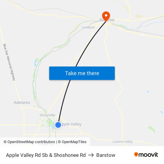 Apple Valley Rd Sb & Shoshonee Rd to Barstow map