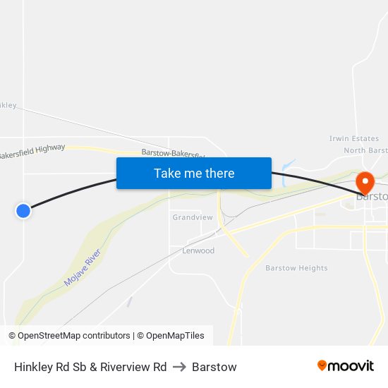 Hinkley Rd Sb & Riverview Rd to Barstow map