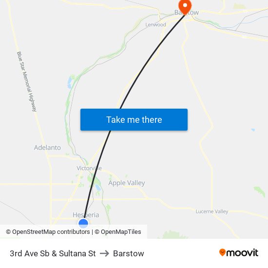 3rd Ave Sb & Sultana St to Barstow map