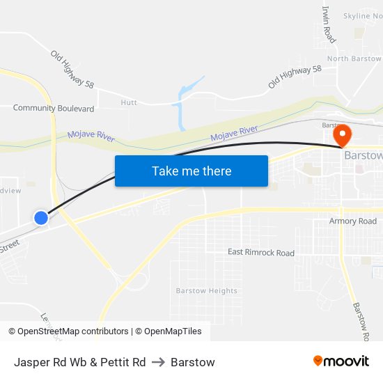 Jasper Rd Wb & Pettit Rd to Barstow map