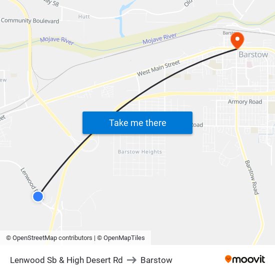 Lenwood Sb & High Desert Rd to Barstow map