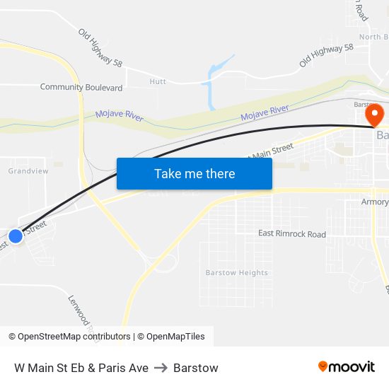 W Main St Eb & Paris Ave to Barstow map