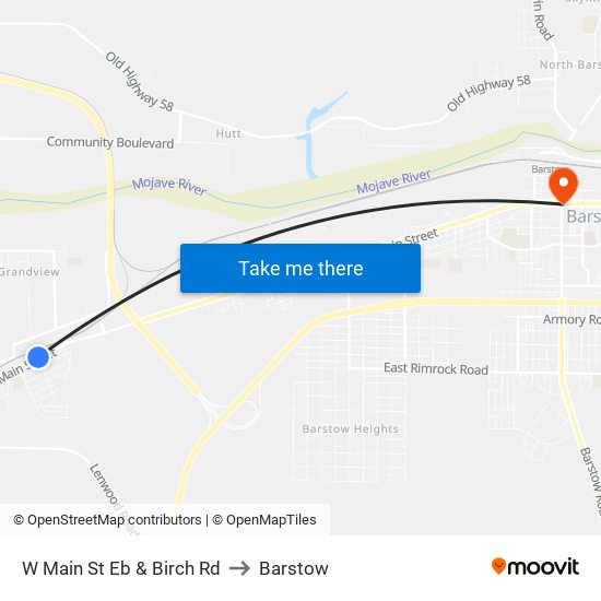 W Main St Eb & Birch Rd to Barstow map