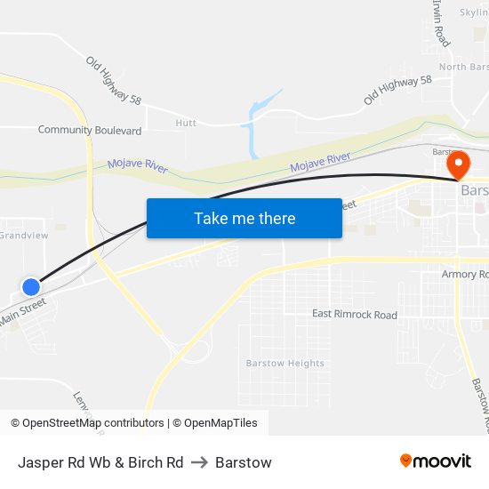 Jasper Rd Wb & Birch Rd to Barstow map