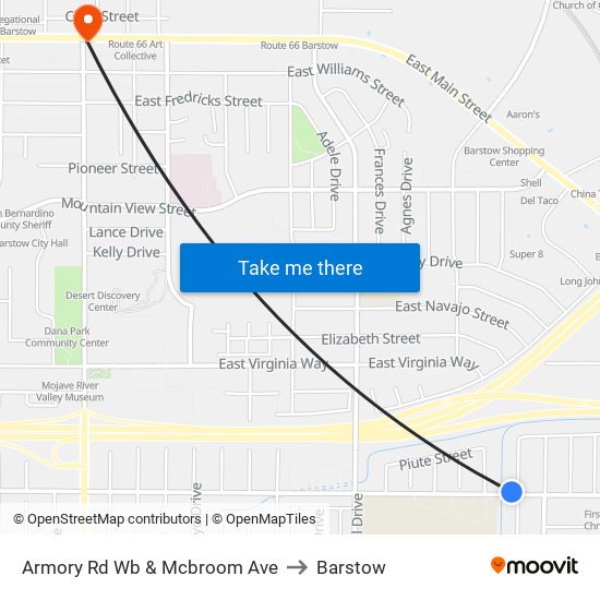 Armory Rd Wb & Mcbroom Ave to Barstow map