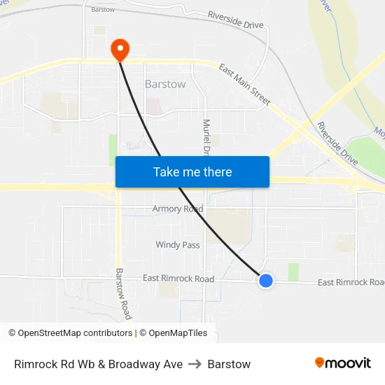 Rimrock Rd Wb & Broadway Ave to Barstow map