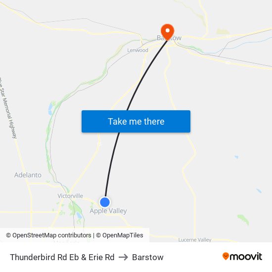 Thunderbird Rd Eb & Erie Rd to Barstow map