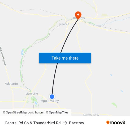 Central Rd Sb & Thunderbird Rd to Barstow map