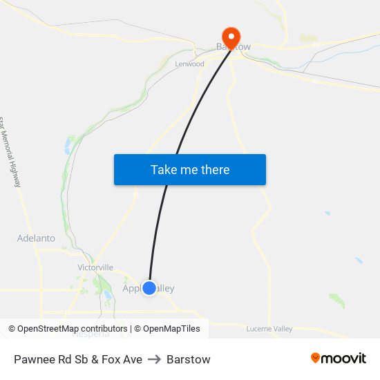 Pawnee Rd Sb & Fox Ave to Barstow map