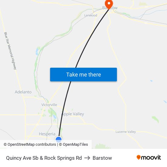 Quincy Ave Sb & Rock Springs Rd to Barstow map