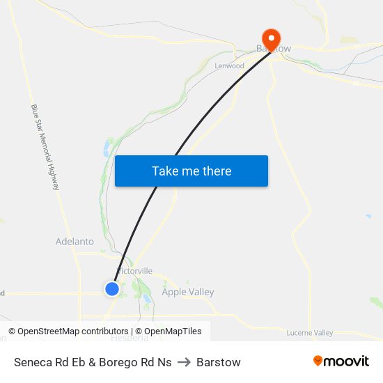 Seneca Rd Eb & Borego Rd Ns to Barstow map