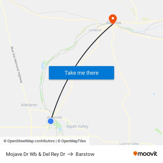 Mojave Dr Wb & Del Rey Dr to Barstow map