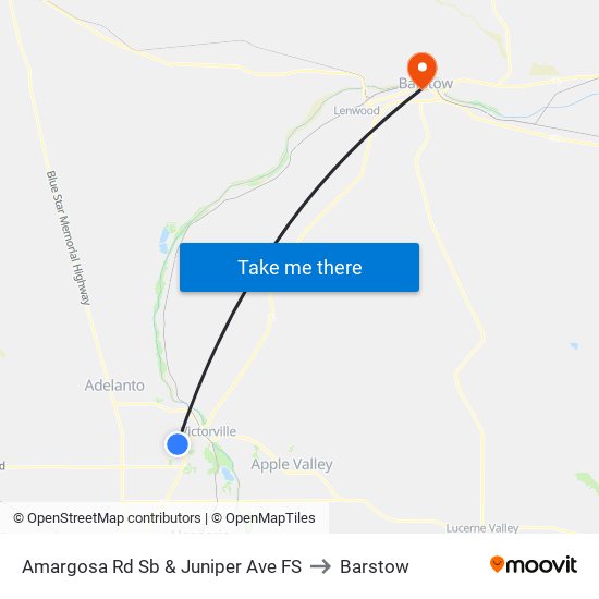 Amargosa Rd Sb & Juniper Ave FS to Barstow map