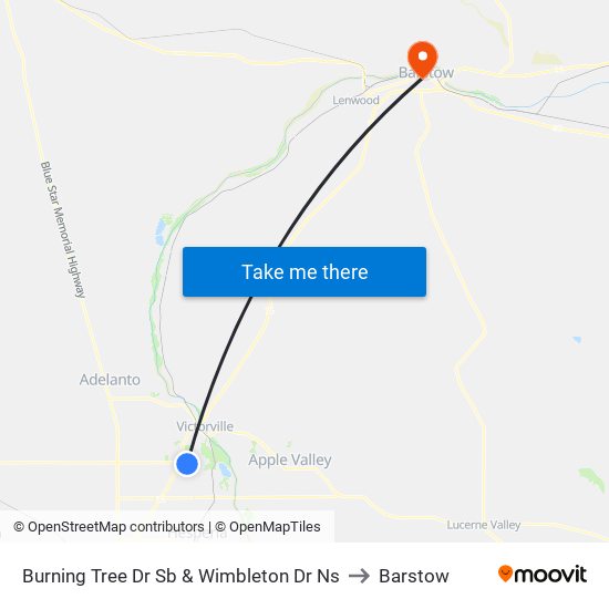 Burning Tree Dr Sb & Wimbleton Dr Ns to Barstow map