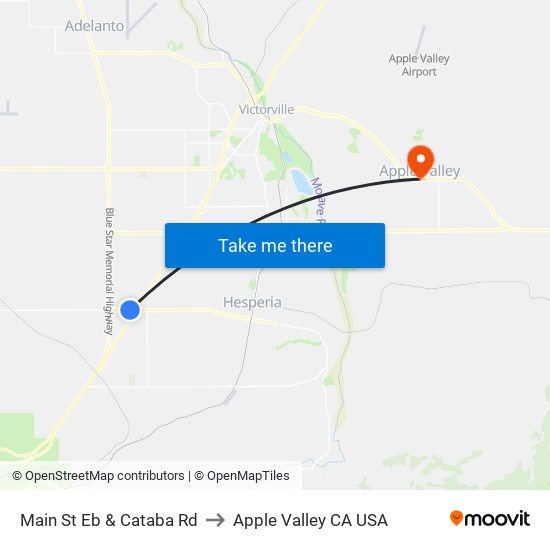 Main St Eb & Cataba Rd to Apple Valley CA USA map