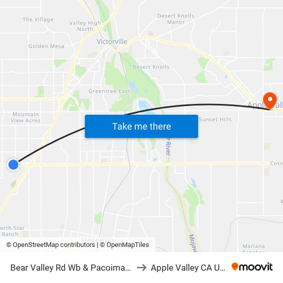 Bear Valley Rd Wb & Pacoima Rd to Apple Valley CA USA map