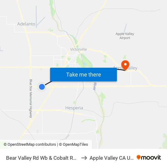 Bear Valley Rd Wb & Cobalt Rd FS to Apple Valley CA USA map