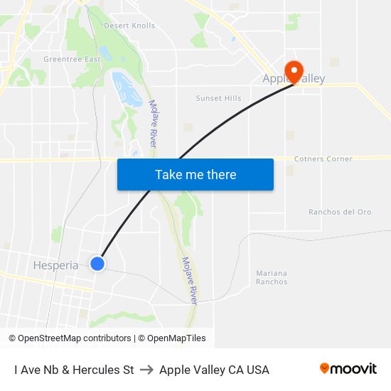 I Ave Nb & Hercules St to Apple Valley CA USA map