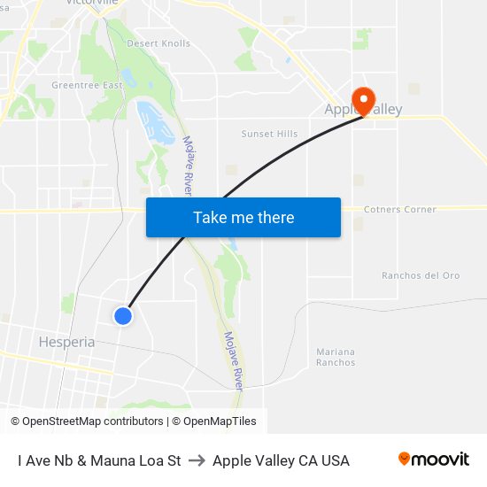 I Ave Nb & Mauna Loa St to Apple Valley CA USA map