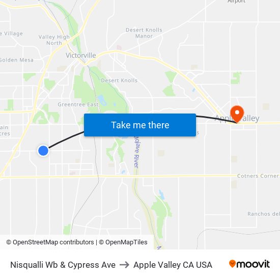 Nisqualli Wb & Cypress Ave to Apple Valley CA USA map