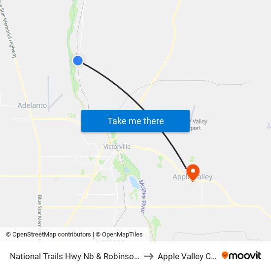 National Trails Hwy Nb & Robinson Ranch Rd to Apple Valley CA USA map