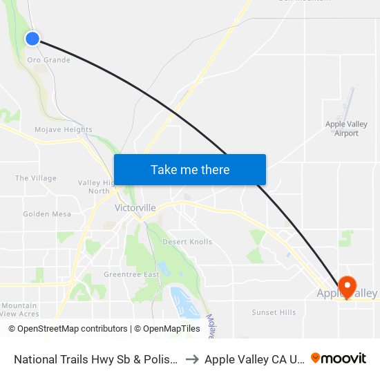 National Trails Hwy Sb & Polish Ln to Apple Valley CA USA map