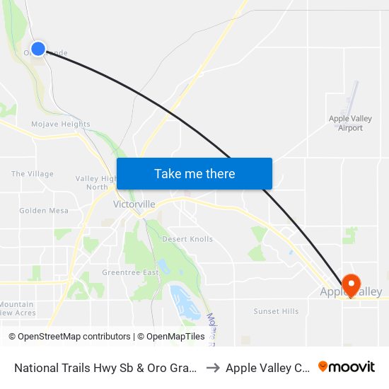 National Trails Hwy Sb & Oro Grande Market to Apple Valley CA USA map