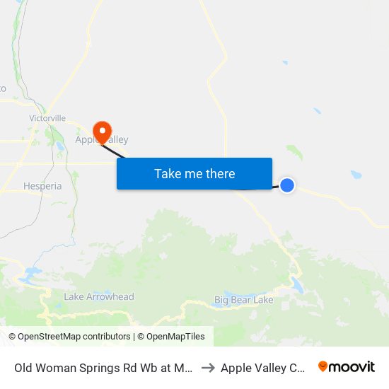 Old Woman Springs Rd Wb at Moss Mhp to Apple Valley CA USA map