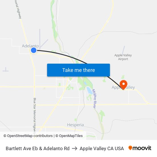 Bartlett Ave Eb & Adelanto Rd to Apple Valley CA USA map