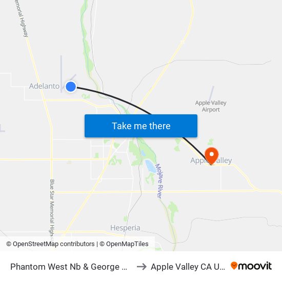 Phantom West Nb & George Blvd to Apple Valley CA USA map