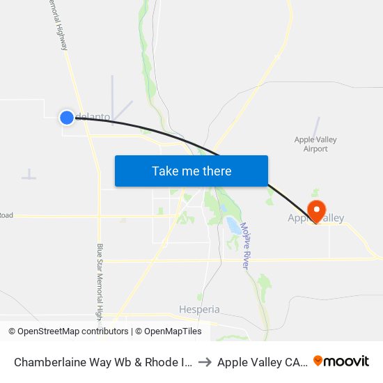 Chamberlaine Way Wb & Rhode Island St to Apple Valley CA USA map