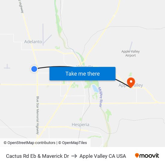 Cactus Rd Eb & Maverick Dr to Apple Valley CA USA map