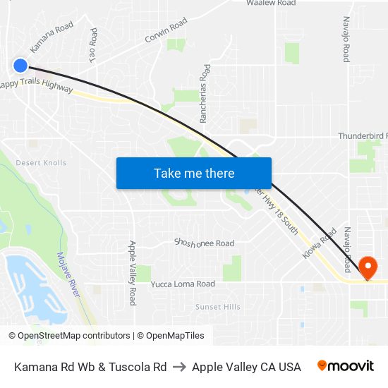 Kamana Rd Wb & Tuscola Rd to Apple Valley CA USA map