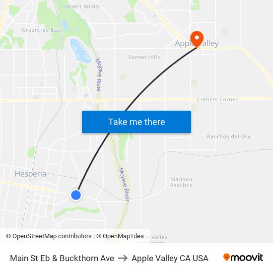 Main St Eb & Buckthorn Ave to Apple Valley CA USA map