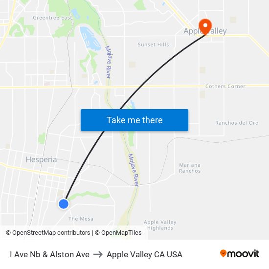 I Ave Nb & Alston Ave to Apple Valley CA USA map