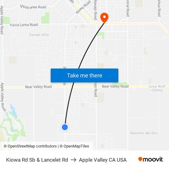Kiowa Rd Sb & Lancelet Rd to Apple Valley CA USA map