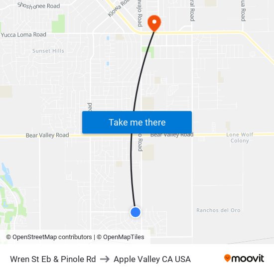 Wren St Eb & Pinole Rd to Apple Valley CA USA map