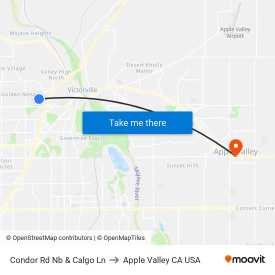 Condor Rd Nb & Calgo Ln to Apple Valley CA USA map
