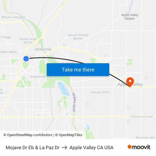 Mojave Dr Eb & La Paz Dr to Apple Valley CA USA map