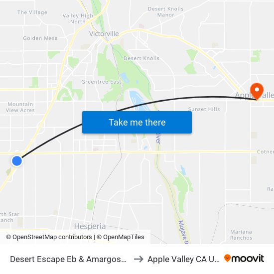 Desert Escape Eb & Amargosa Rd to Apple Valley CA USA map