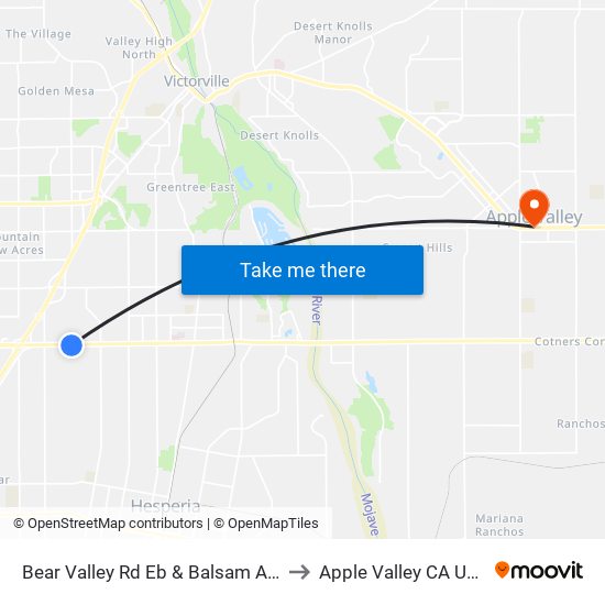 Bear Valley Rd Eb & Balsam Ave to Apple Valley CA USA map