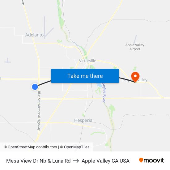 Mesa View Dr Nb & Luna Rd to Apple Valley CA USA map