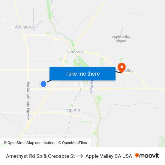 Amethyst Rd Sb & Creosote St to Apple Valley CA USA map