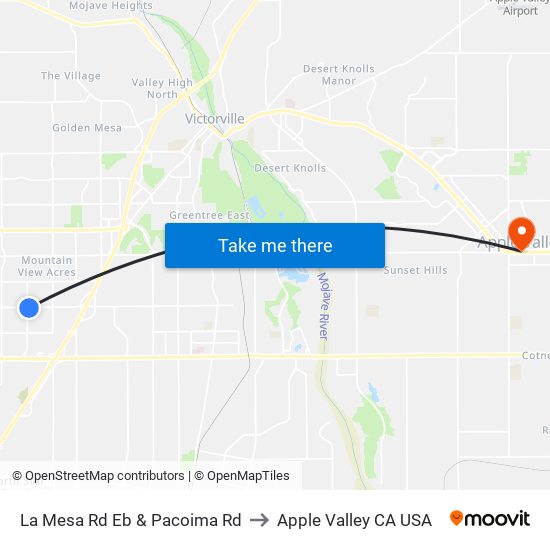 La Mesa Rd Eb & Pacoima Rd to Apple Valley CA USA map