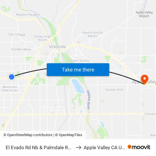 El Evado Rd Nb & Palmdale Rd FS to Apple Valley CA USA map