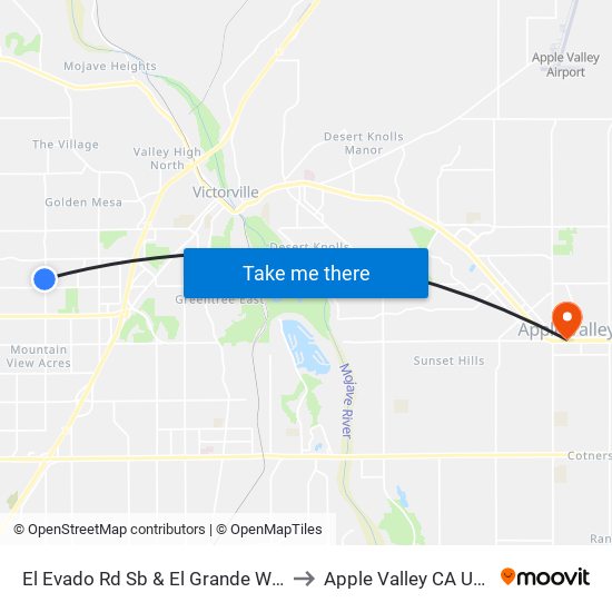 El Evado Rd Sb & El Grande Way to Apple Valley CA USA map
